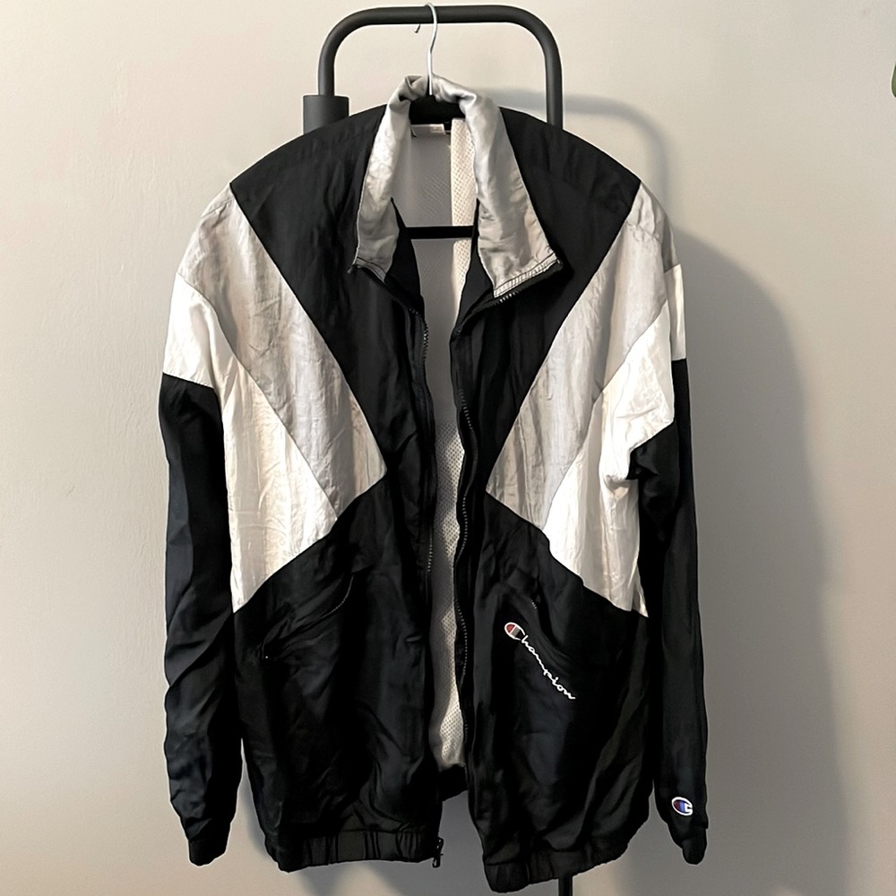 Champion black and white wind breaker